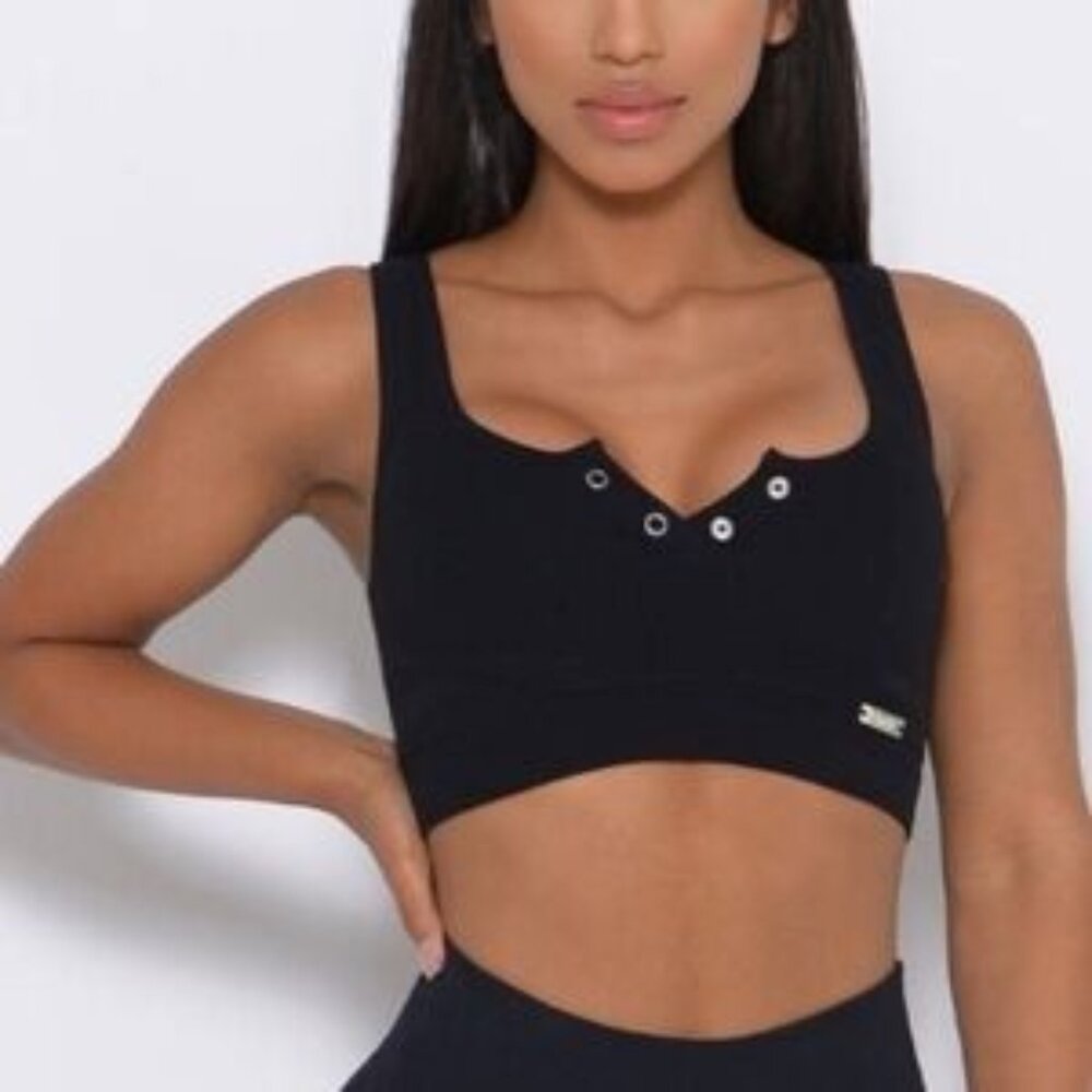 Bombshell Sportswear black sports bra with snaps size medium